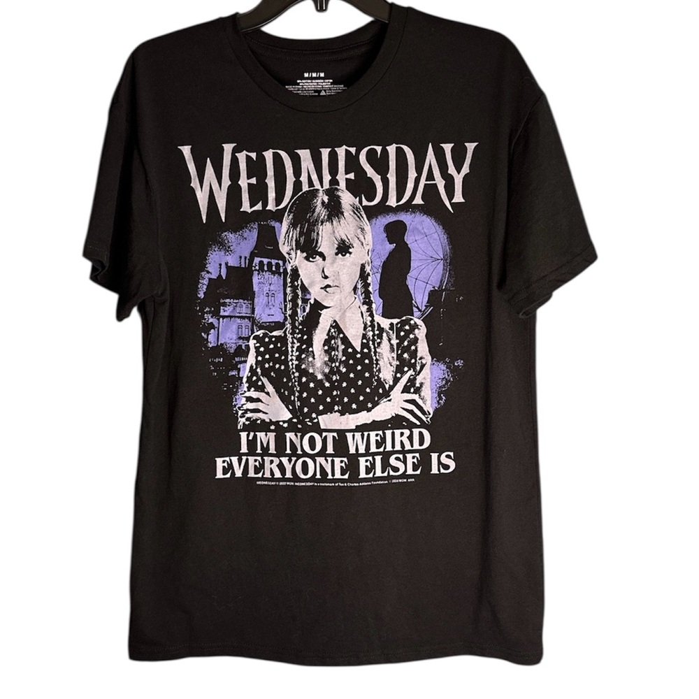 Men's Wednesday Solitude Suits Me Character T-Shirt in black size M